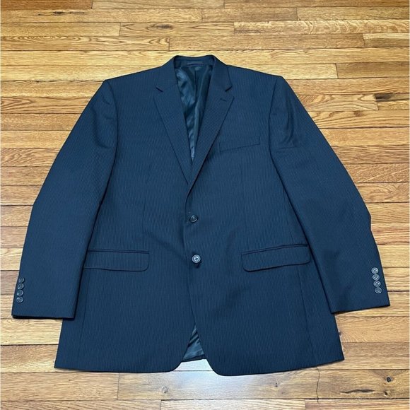 Chaps Other - Chaps Ralph Lauren Mens Blazer Jacket Size 46L Blue Wool Pinstriped Sport Coat